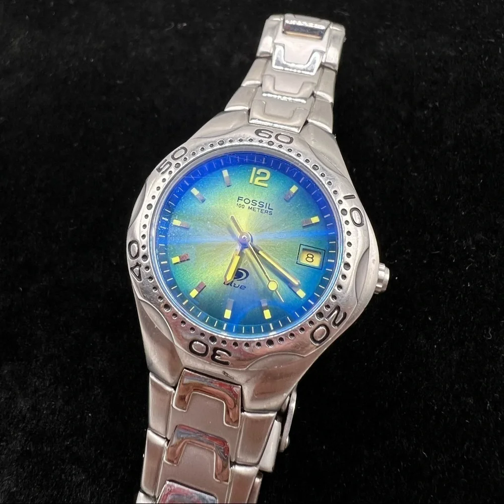 Fossil Blue Series Stainless Steel Watch Blue Dial Needs Battery